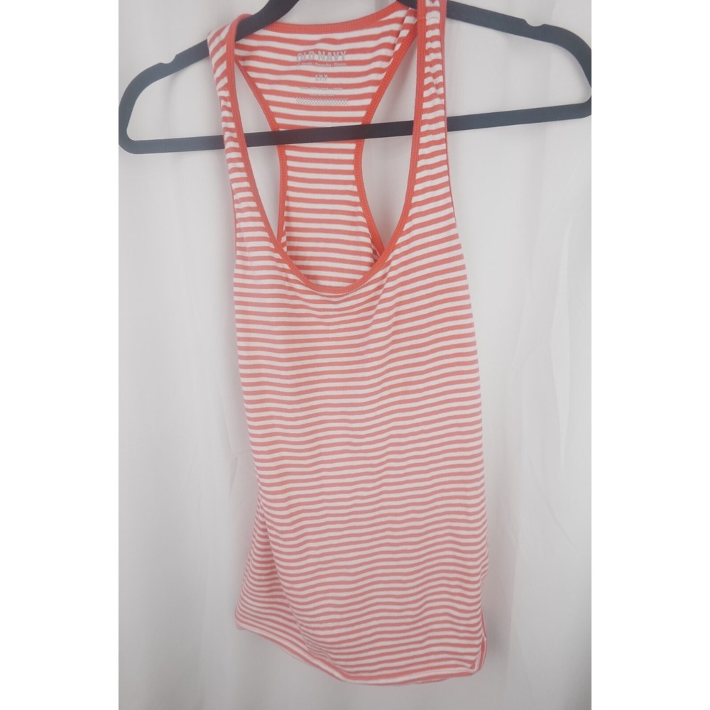 Old Navy Orange White Stripe Stretch Racerback Tank Top Women's Size Small Light